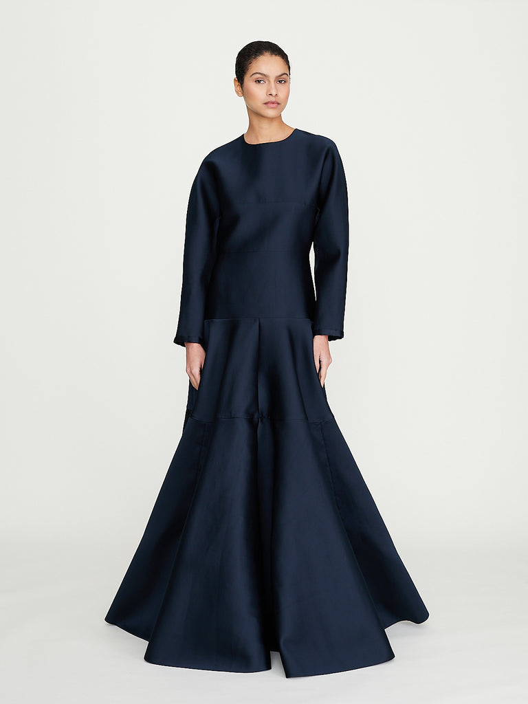 Rabih Kayrouz - Satin Bucol Long Dress in Navy