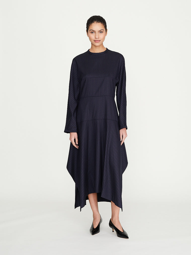 Rabih Kayrouz - Flannel Short Dress in Navy Stripe