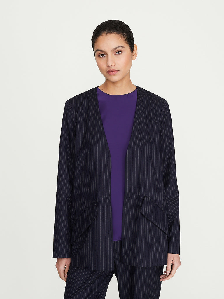 Rabih Kayrouz - Flannel Top in Navy Stripe