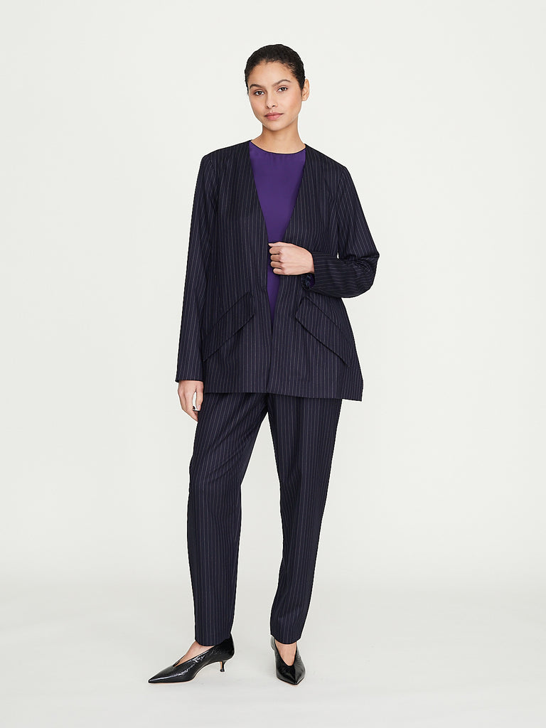 Rabih Kayrouz - Flannel Pants in Navy Stripe