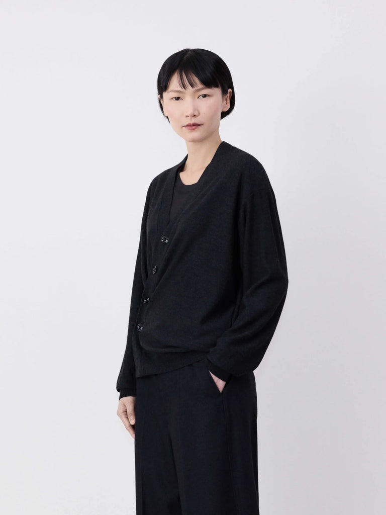 Lemaire Relaxed Twisted Cardigan in Antrachite