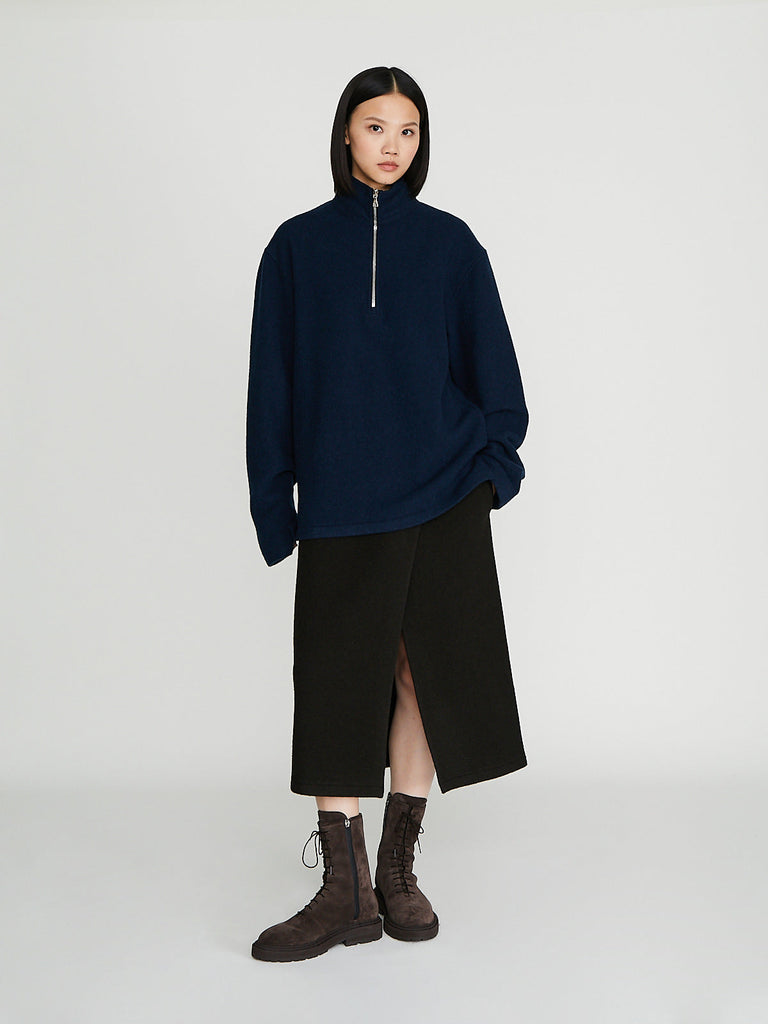 Rier - Fleece Polo in Plombe Fleece