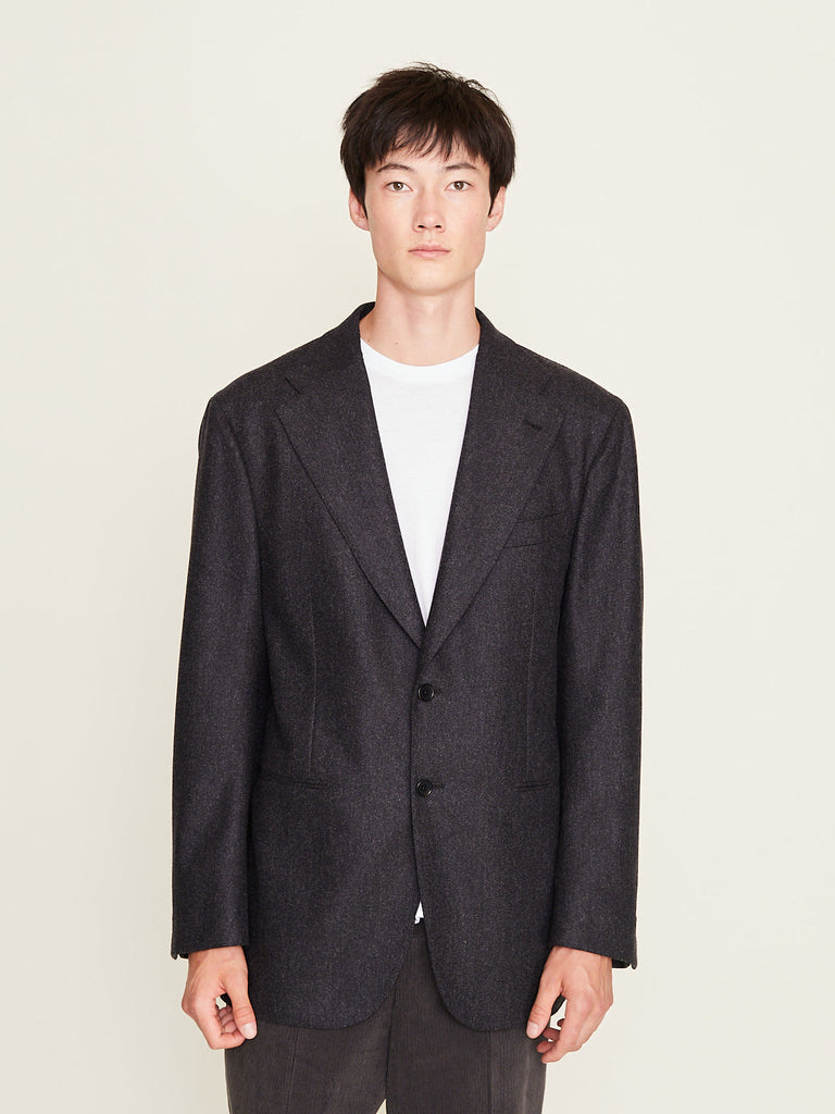 Salon C. Lundman - Herringbone SB Jacket Unlined in Dark Grey