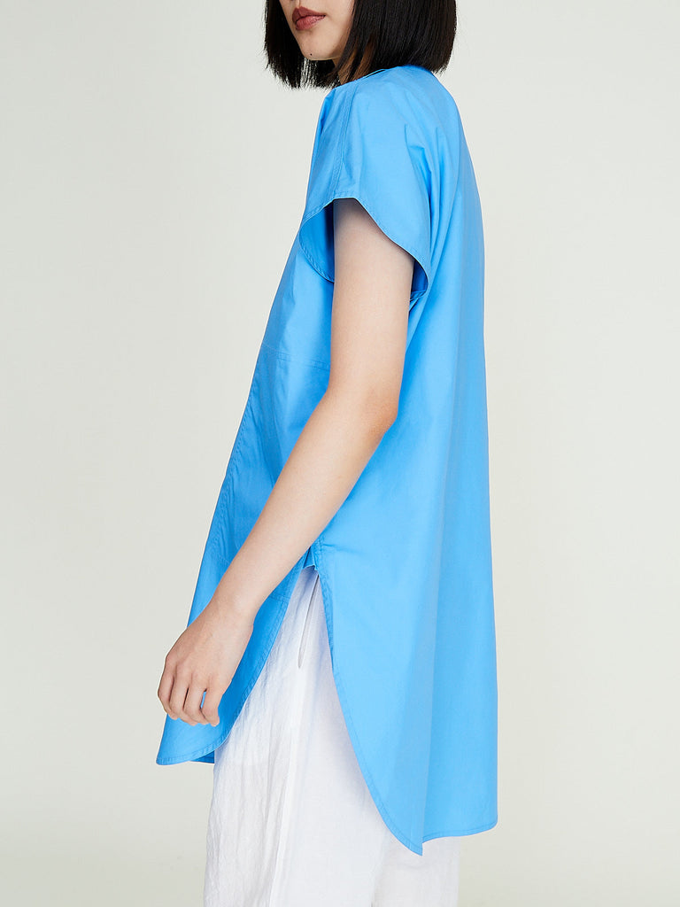 Sofie D'Hoore - Crew Neck Shirt with Left Side Pocket in Azure