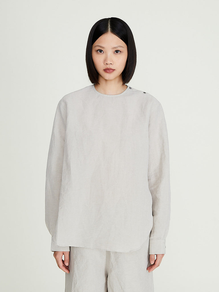 Sofie D'Hoore - Long Sleeve Crew Neck Shirt in Natural