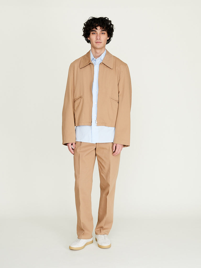 Salon C. Lundman - Double Pleat Chinos in Camel Beste Cotton Twill