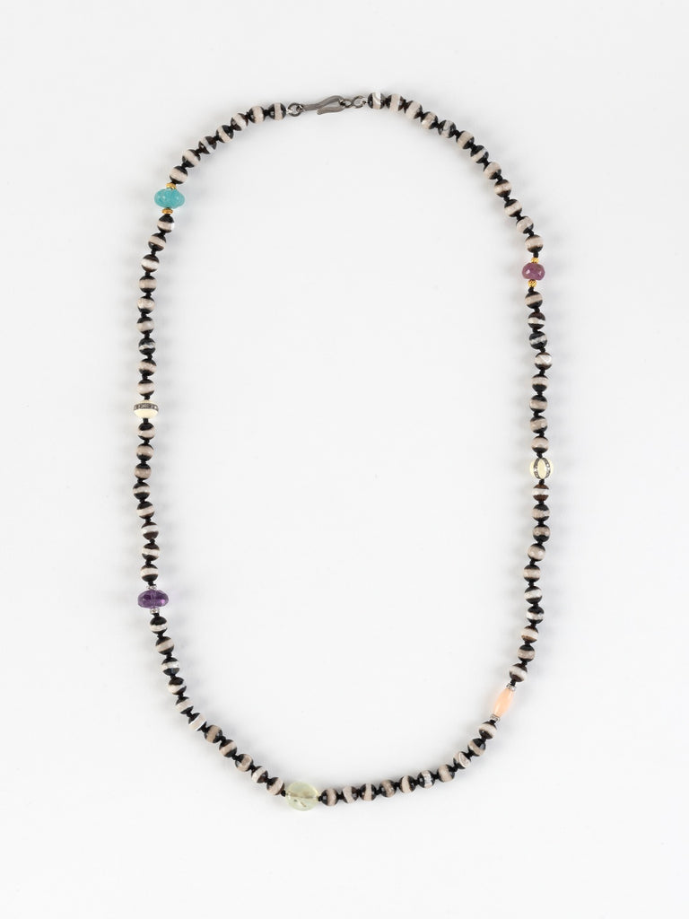 Ileana Makri - Black Agate Stripe Beaded Necklace 370 (63cm)