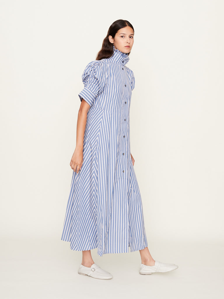Thierry Colson - Venetia Dress Ascott Stripes in Grey & White