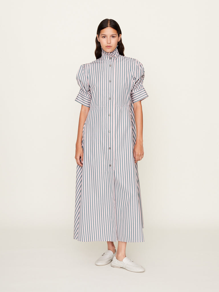 Thierry Colson - Venetia Dress Ascott Stripes in Pink & Teal