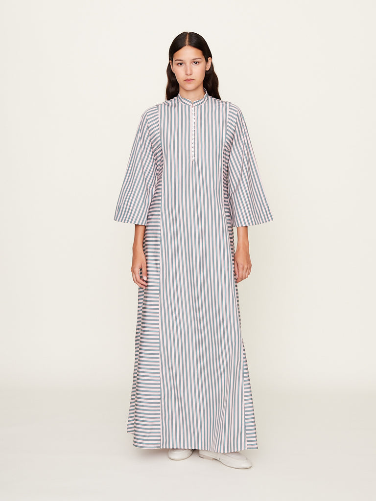Thierry Colson - Rachel Dress Ascott Stripes in Pink & Teal