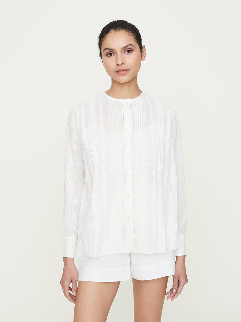 Thierry Colson Andrea Blouse in Off White Khadi Voile Lucknow
