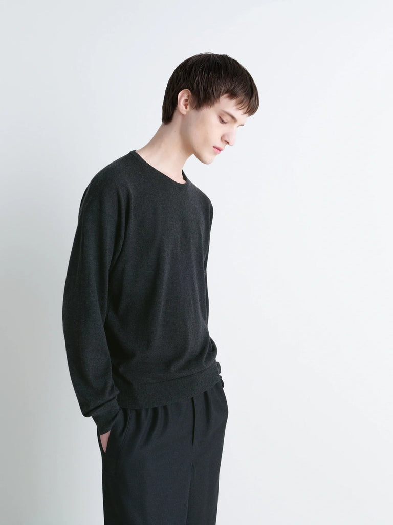 Lemaire - Crew Neck Sweater in Anthracite Melange