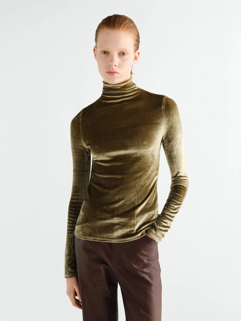 Lemaire - Fitted High Neck Top in Brass