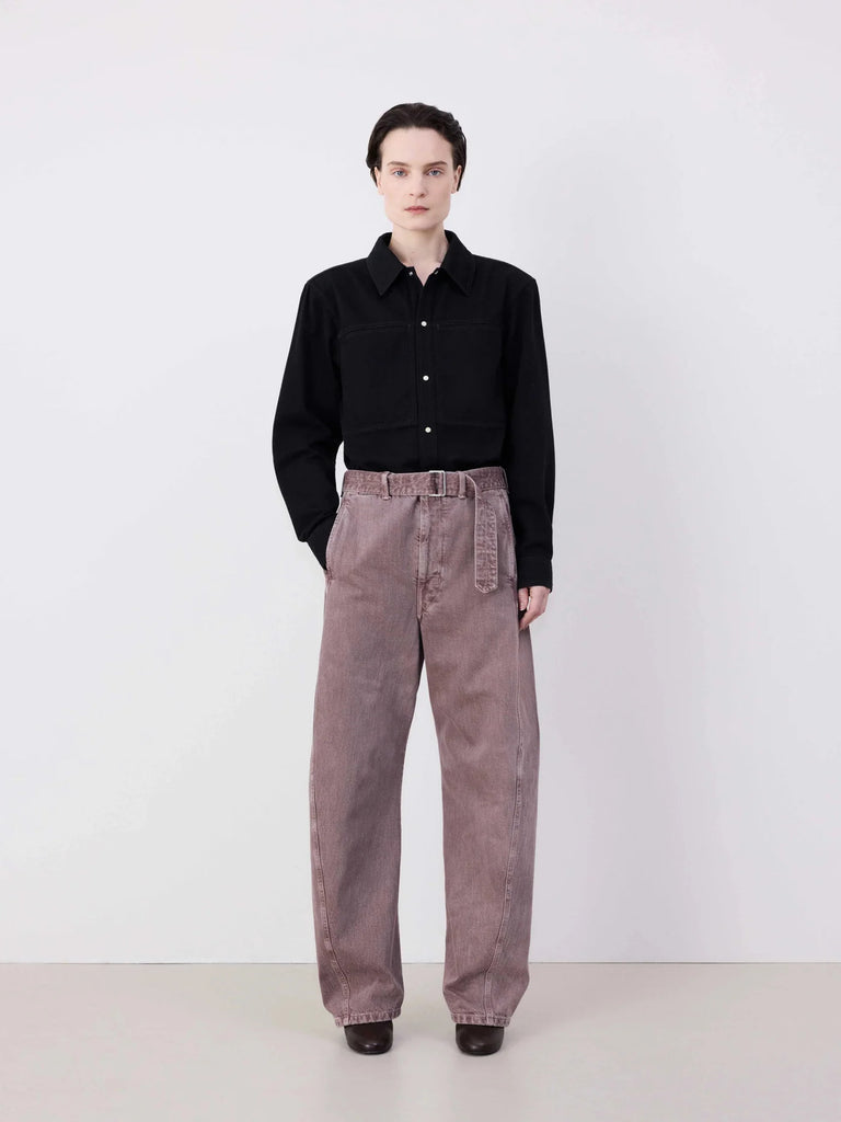 Lemaire Twisted Belted Pants in Denim Snow Mauve