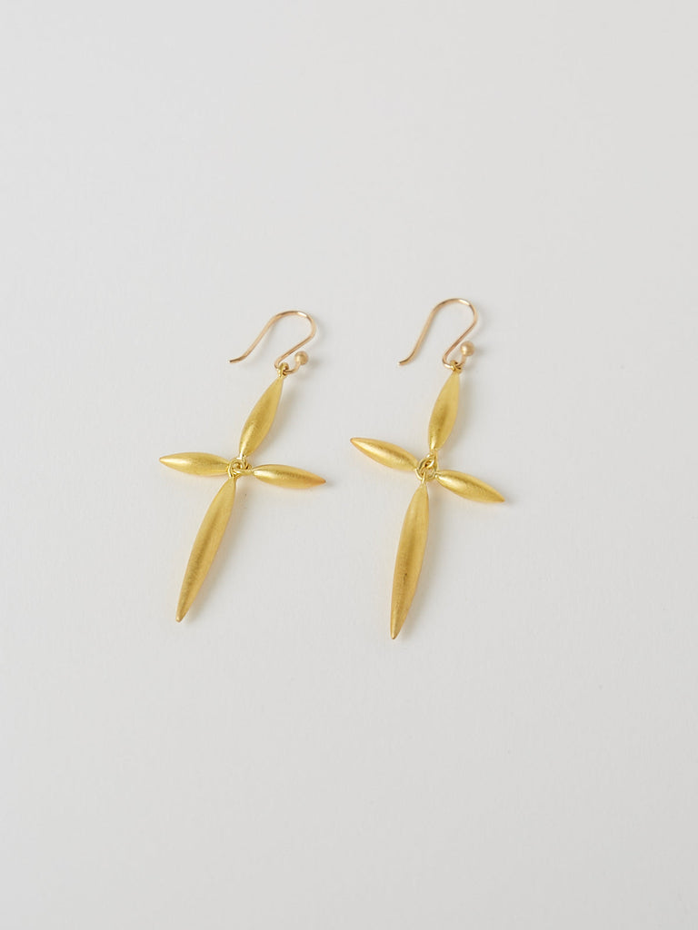 Ted Muehling Green Gold New Cross Earrings