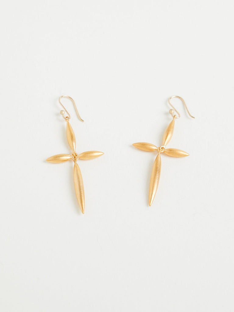 Ted Muehling Yellow Gold New Cross Earrings