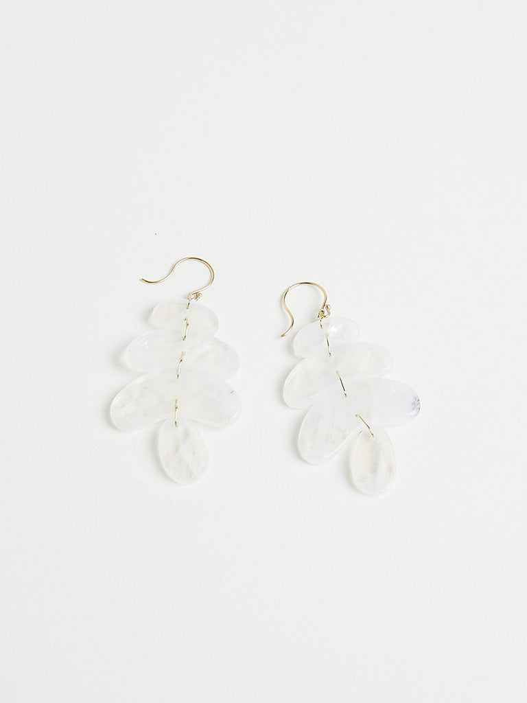 Ten Thousand Things - Small Flat Totem Moonstone Earrings on 18k Yellow Gold