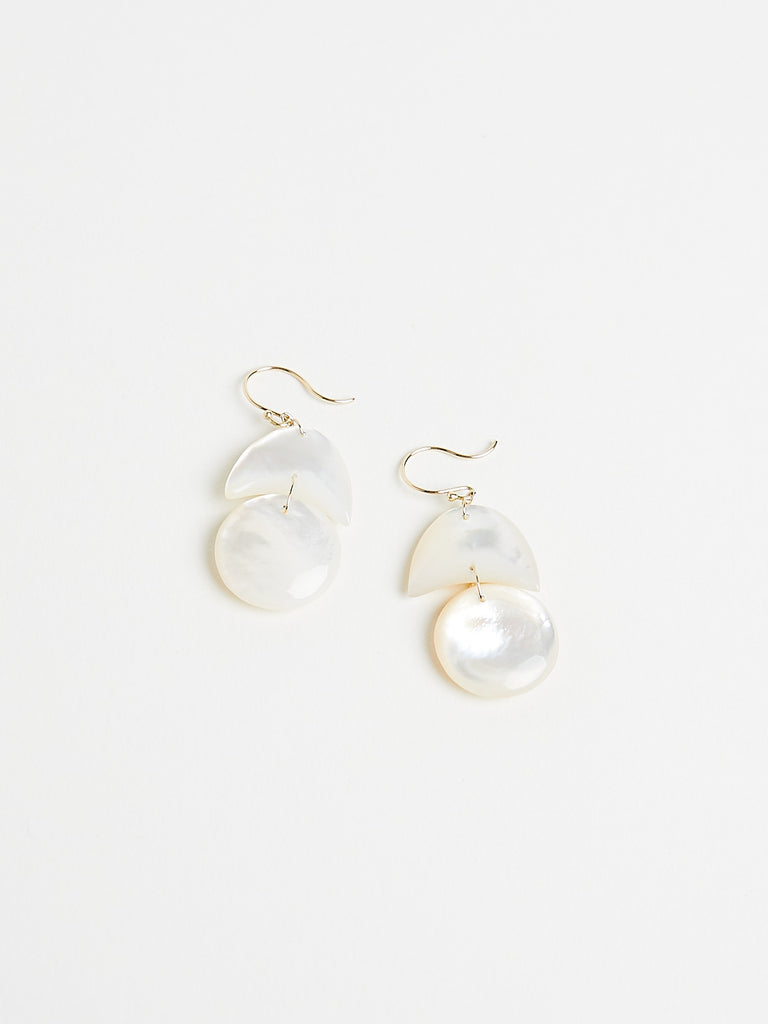 Ten Thousand Things - Mother of Pearl Tiny Arp Earrings on 18k Yellow Gold