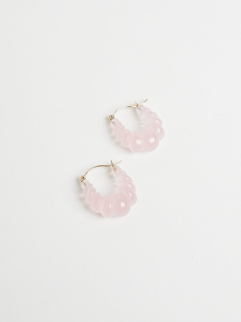 Ten Thousand Things - Rose Quartz Hoop Earrings on 18k Yellow Gold