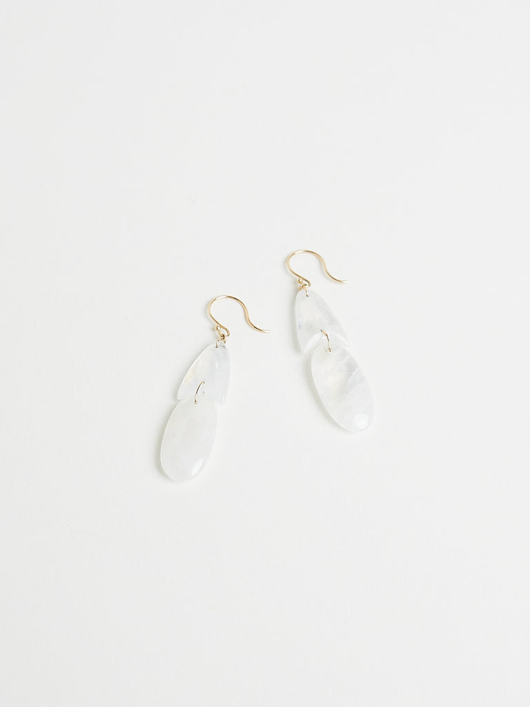 Ten Thousand Things - Moonstone Arrowhead Earrings on 18k Yellow Gold