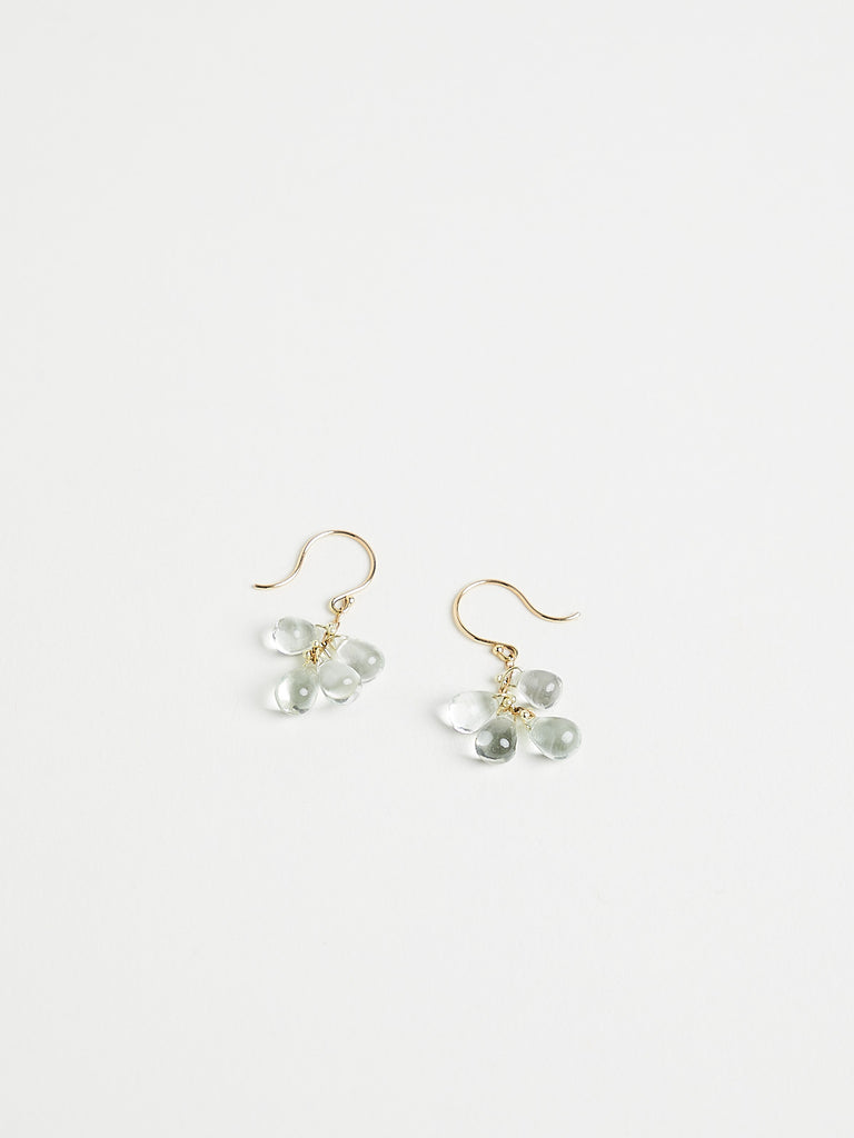 Ten Thousand Things - Green Amethyst Cluster Earrings on 18k Yellow Gold