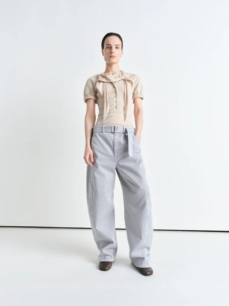 Lemaire Twisted Belted Pants in Snowy Blue Grey