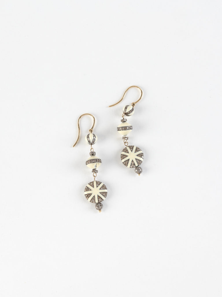 Ileana Makri - Globetrotter White Enamel Diamond Earrings