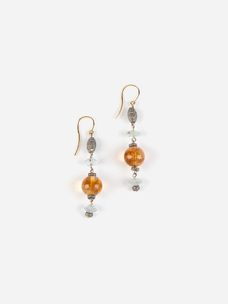 Ileana Makri - Globetrotter Citrine Diamond Earrings