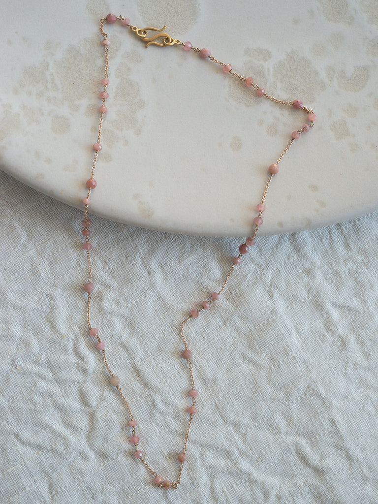 Anaconda - Glitter Necklace in 18k White Gold with 2.10ct Rose Agate and 5.27ct Rhodochrosite